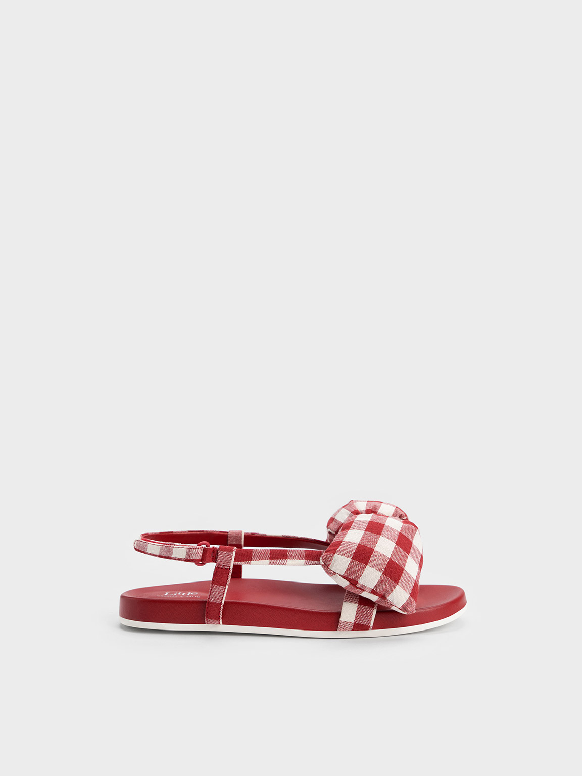 Charles & Keith Girls' Checkered Puffy Bow Sandals In Red