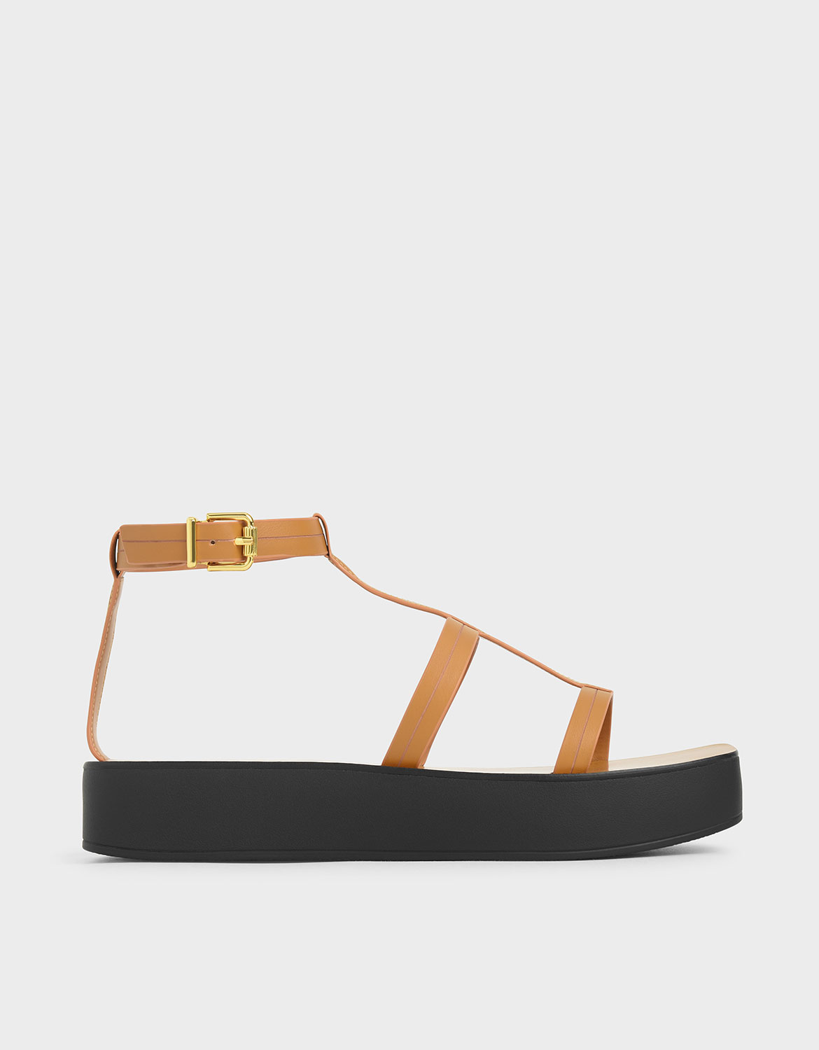 

T-Bar Flatform Sandals, Mustard
