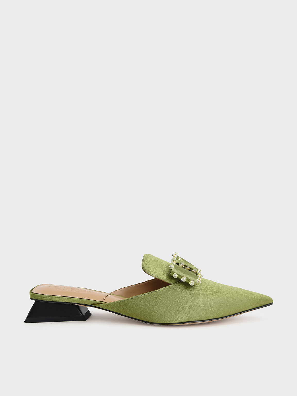 

Satin Bead-Embellished Loafer Mules