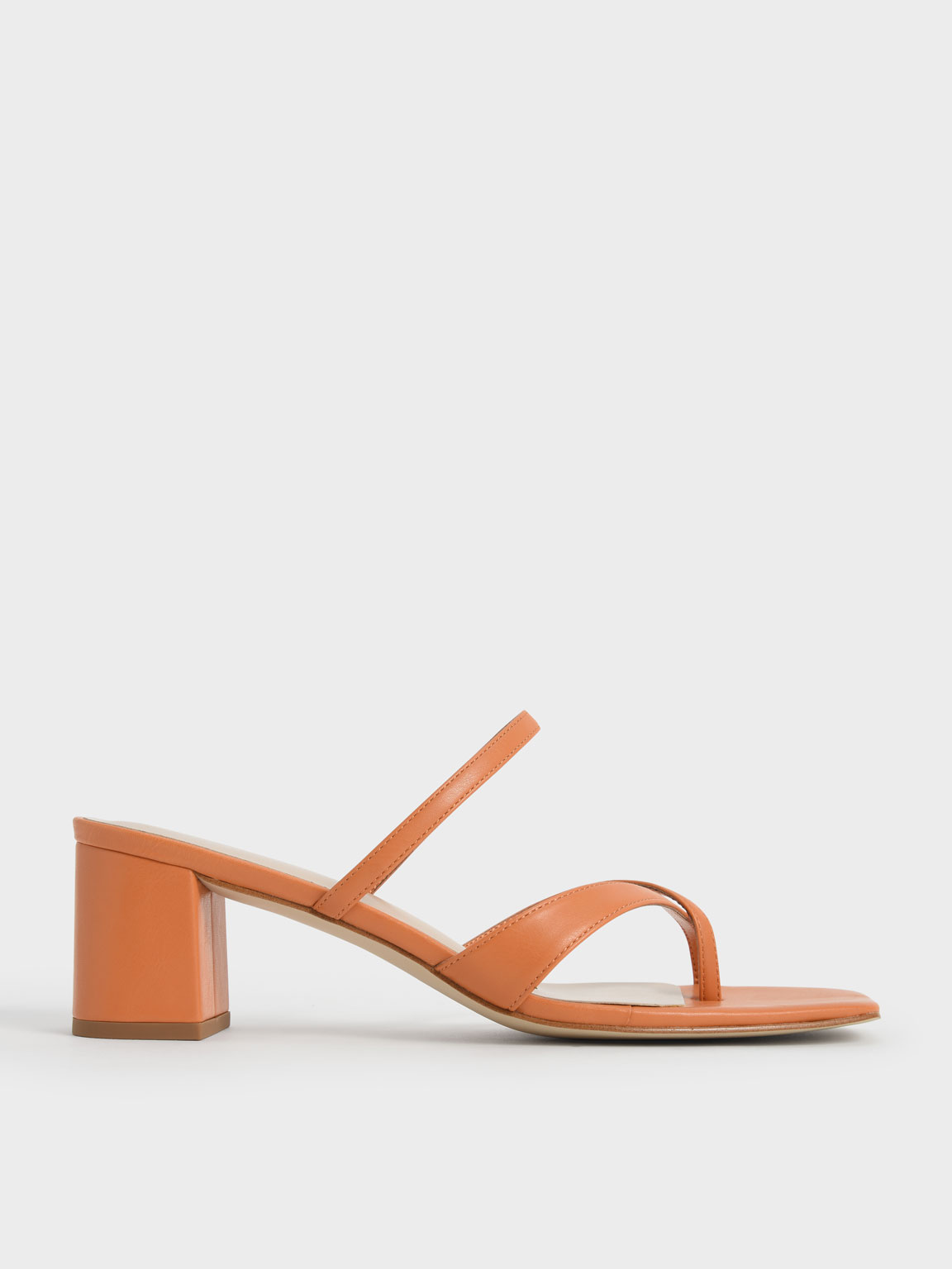 

Block Heel Toe Loop Sandals, Orange