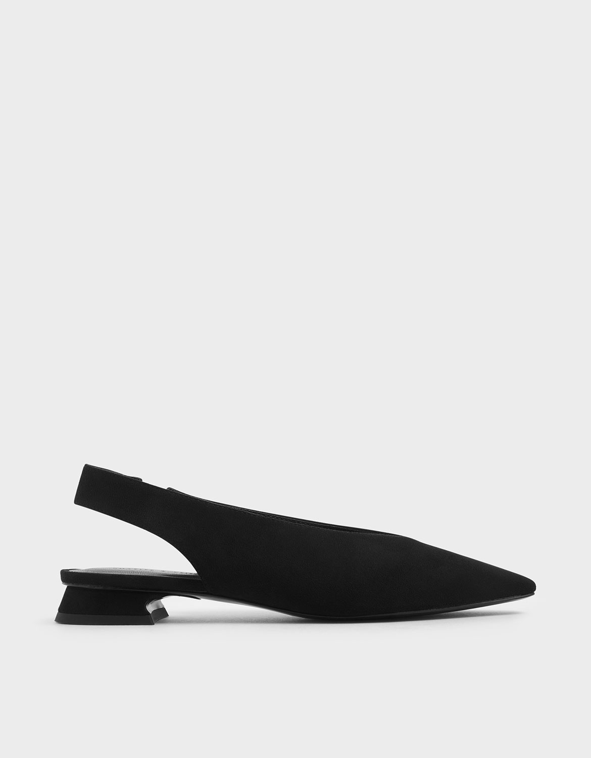 

Textured Mini Square Toe Slingback Flats, Black