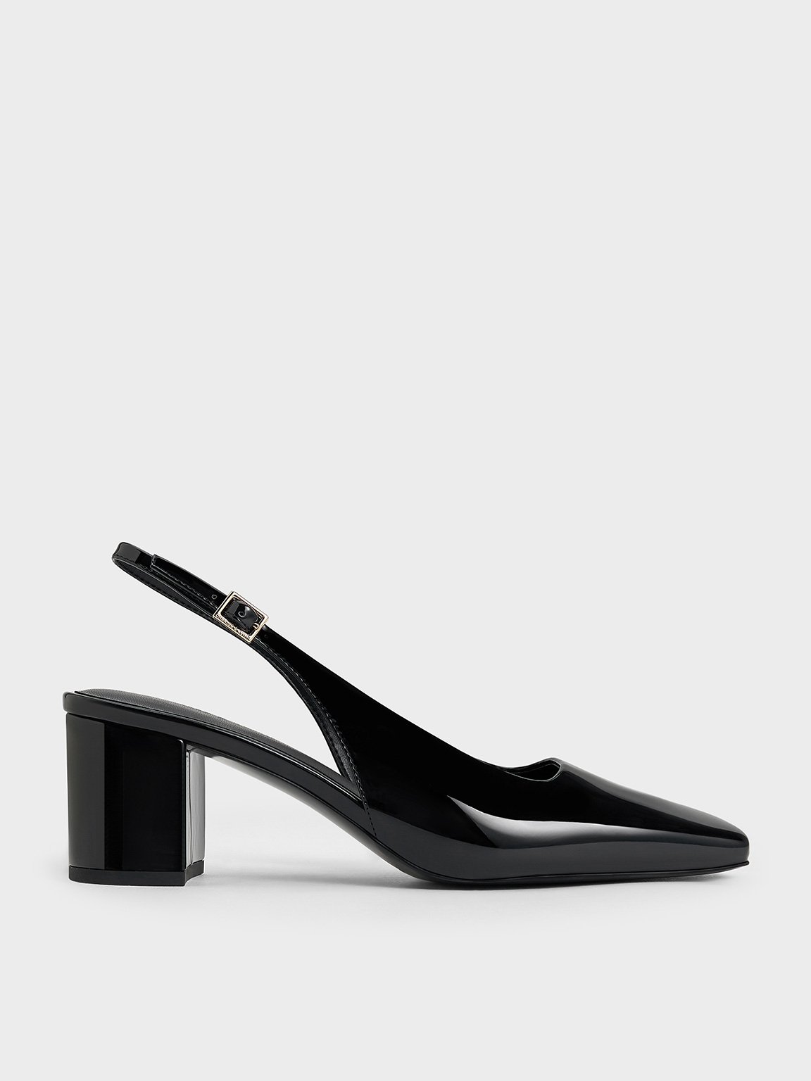 Charles & Keith - Patent Square-Toe Slingback Pumps