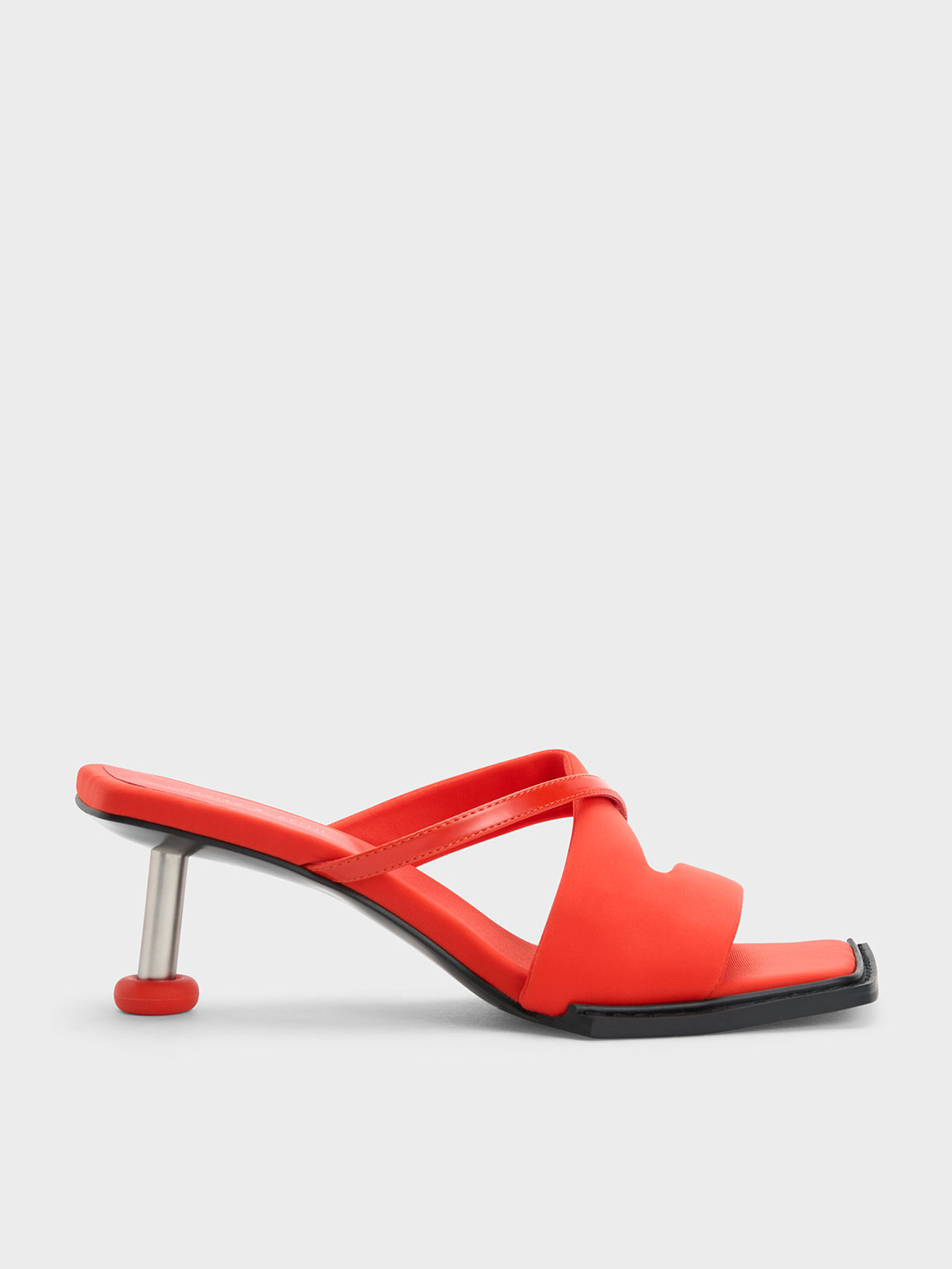 Charles & Keith Crossover Sculptural Heel Sandals In Red