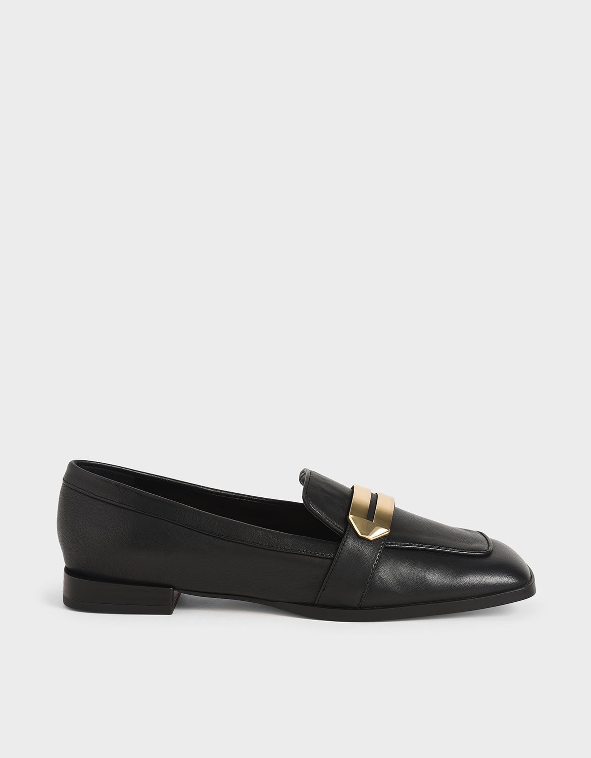 Black Metallic Accent Penny Loafers - CHARLES & KEITH UK
