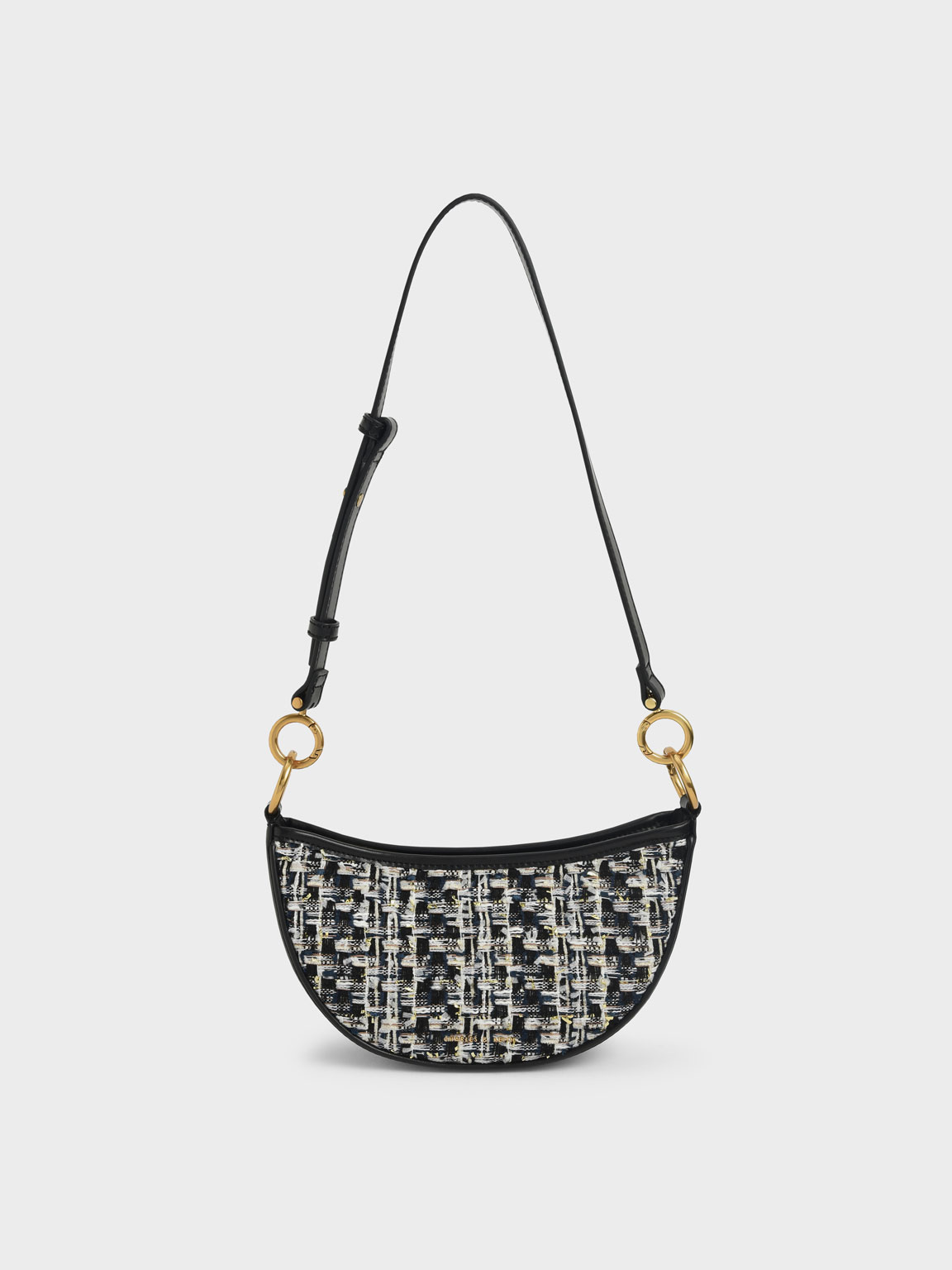

Tweed Crescent Crossbody Bag, Navy