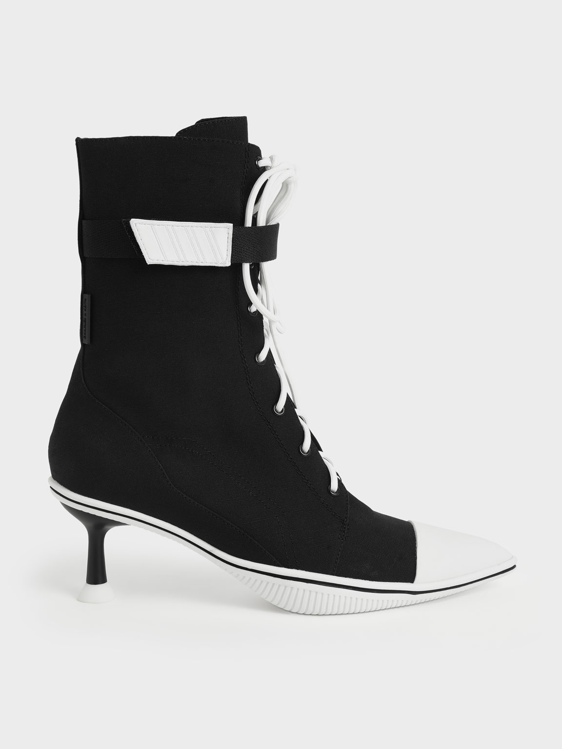 

Recycled Cotton Lace-Up Ankle Boots, Black
