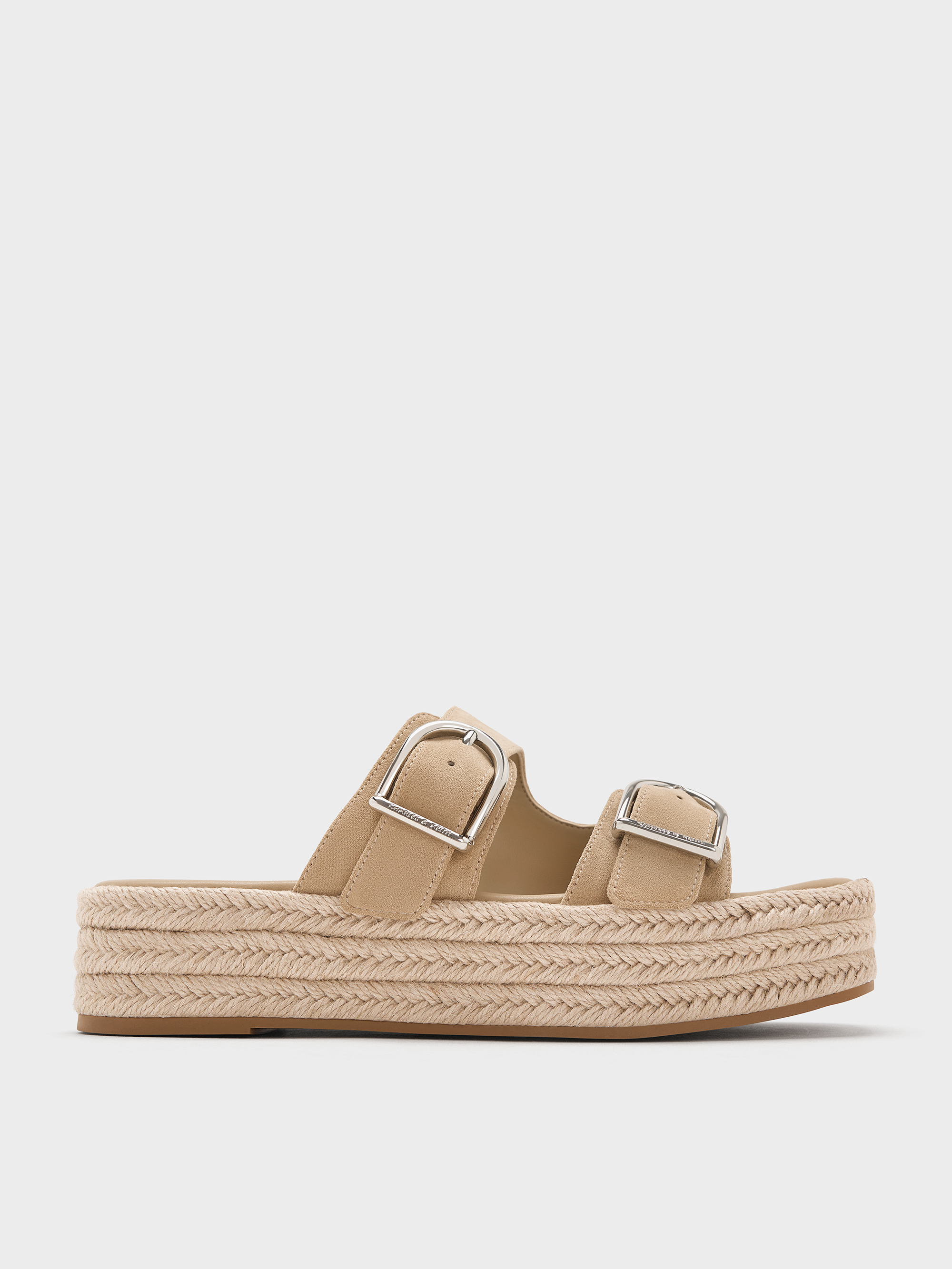 Charles & Keith - Faux Suede Double-Strap Espadrille Flatform Sandals Charles & Keith - Faux Suede Double-Strap Espadrille Flatform Sandals
