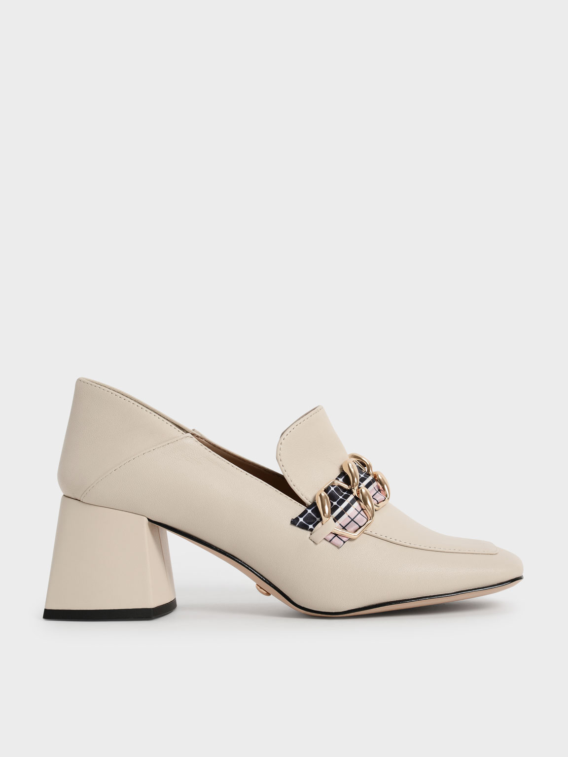 

Printed Fabric Scarf Leather Step-Back Loafers