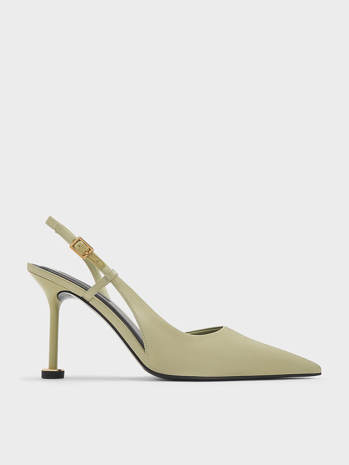 Charles & Keith - Recycled Polyester Pointed-Toe Sculptural-Heel Slingback Pumps