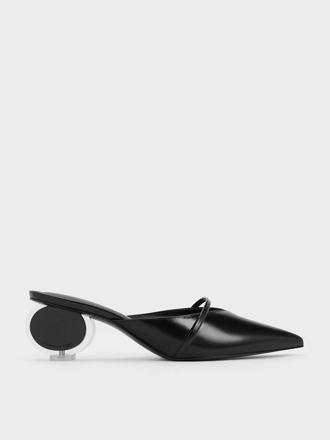Charles & Keith - Crinkle-Effect Sculptural-Heel Pointed-Toe Mules