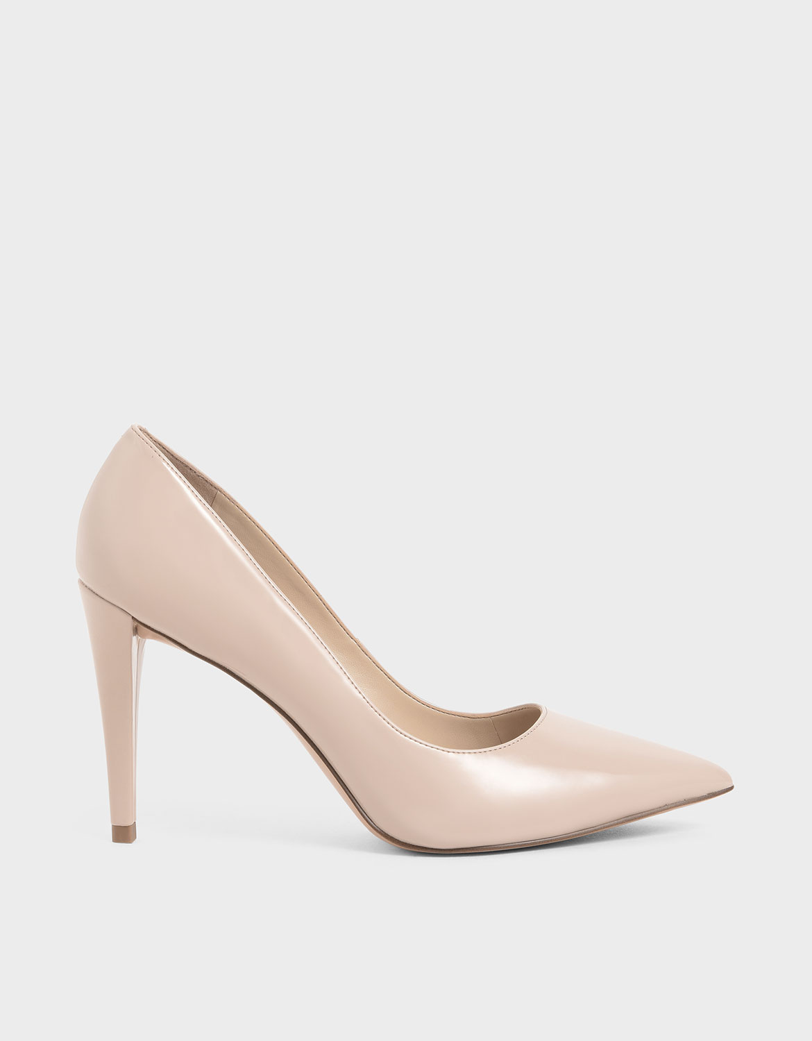 

Patent Pointed Toe Stiletto Pumps, Nude