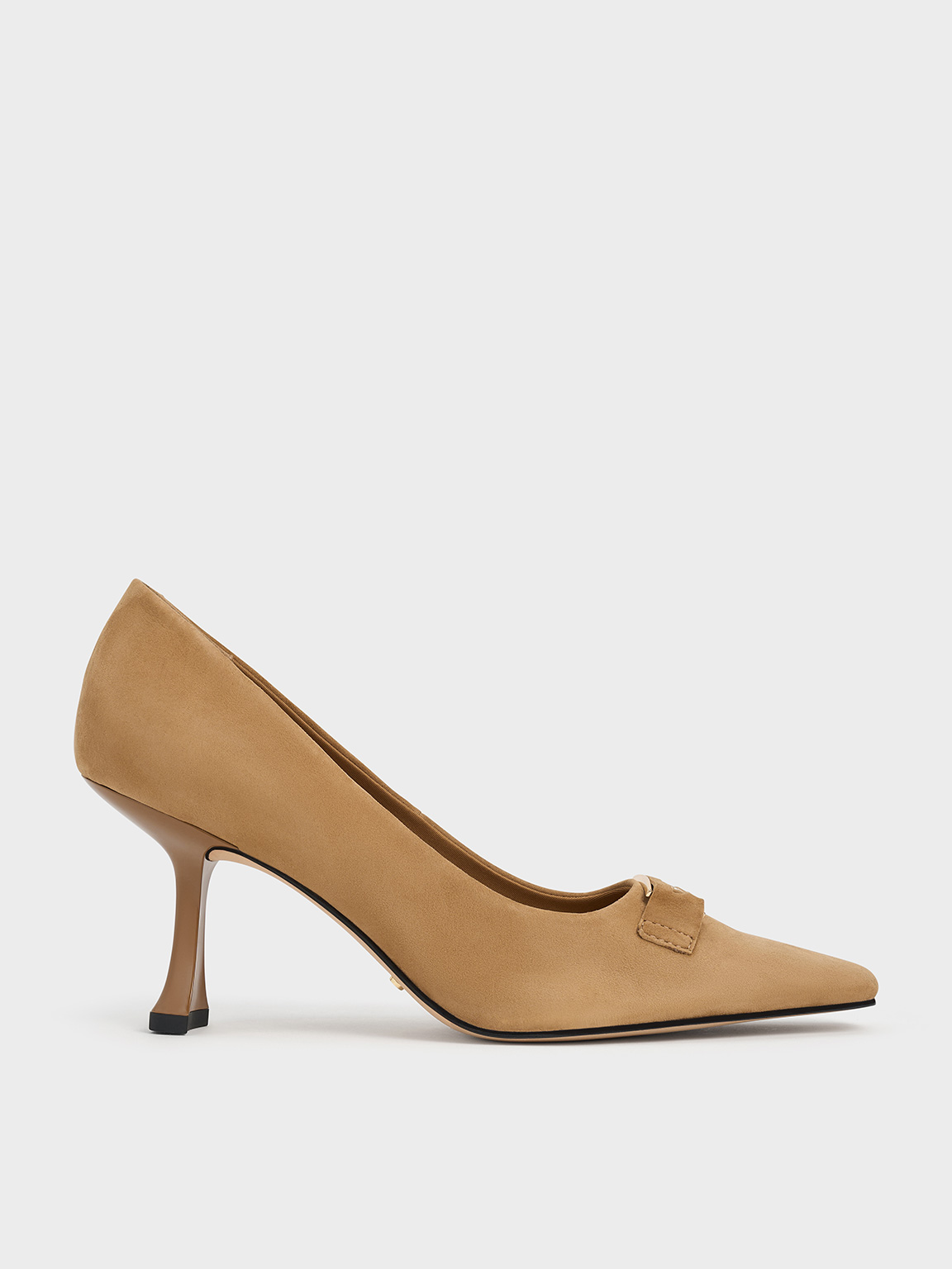 Charles & Keith - Suede Sculptural-Heel Square-Toe Pumps