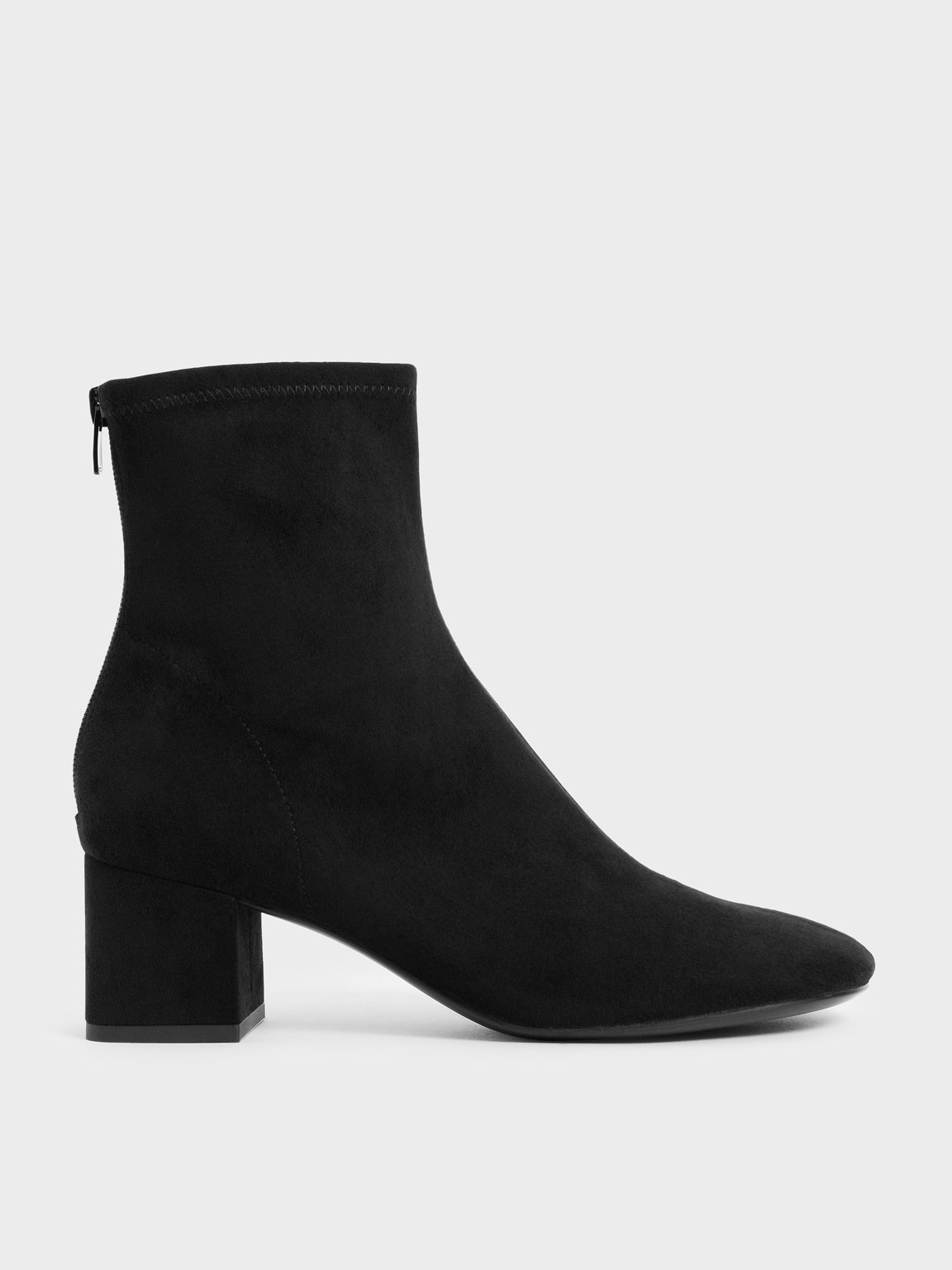 

Textured Block Heel Ankle Boots, Black textured