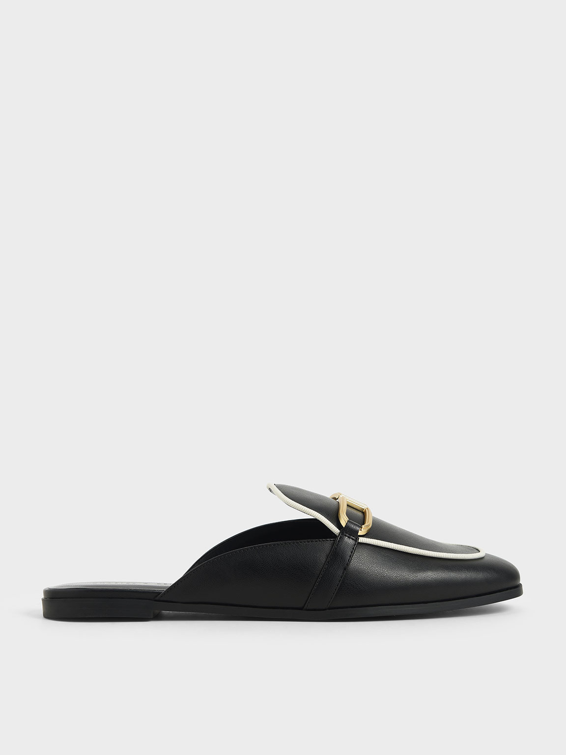 

Metallic Accent Mule Flats, Black