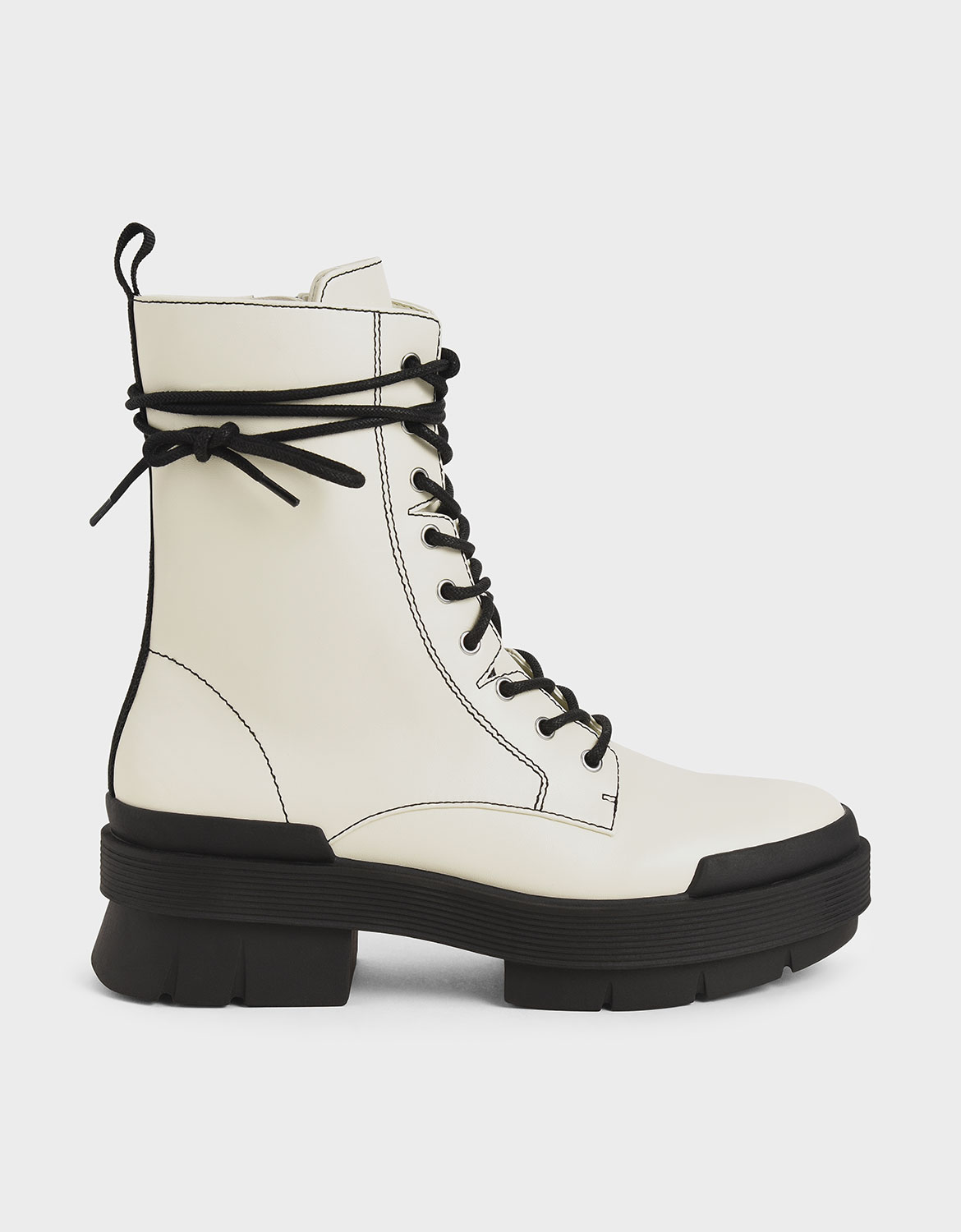 

Stitch Detail Combat Boots, Chalk