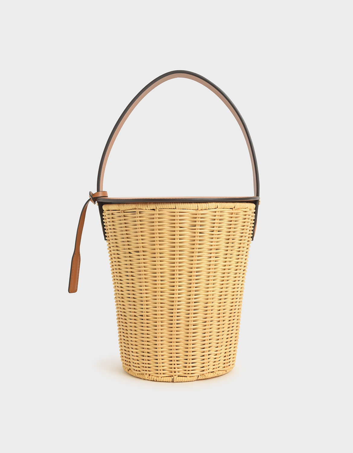 

Rattan Cylindrical Top Handle Bag, Cognac