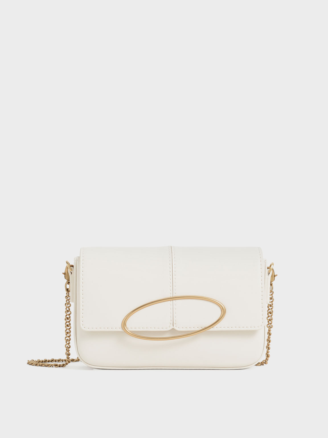 

Metallic Ring Shoulder Bag, Cream