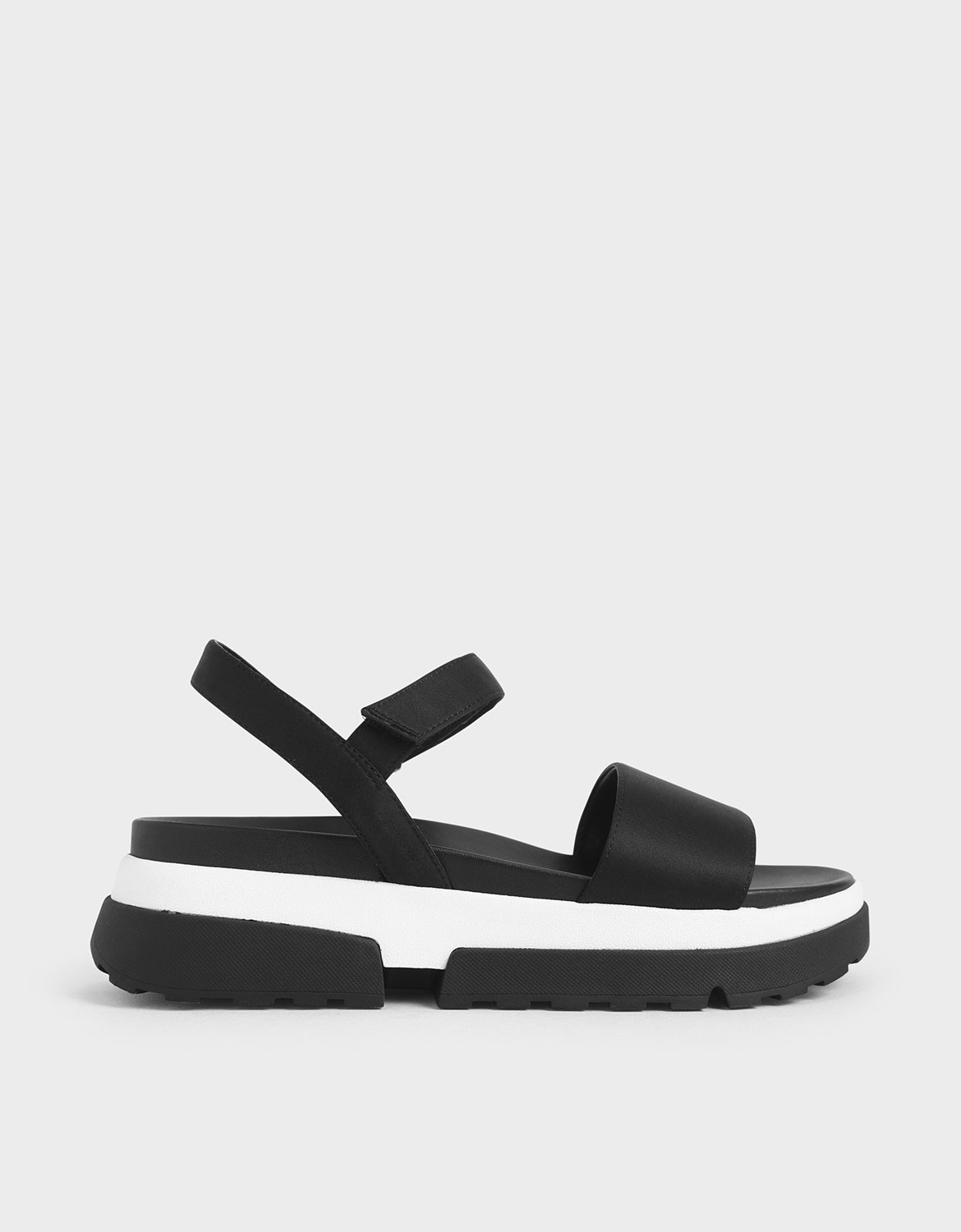 

Satin Chunky Sole Sandals, Black