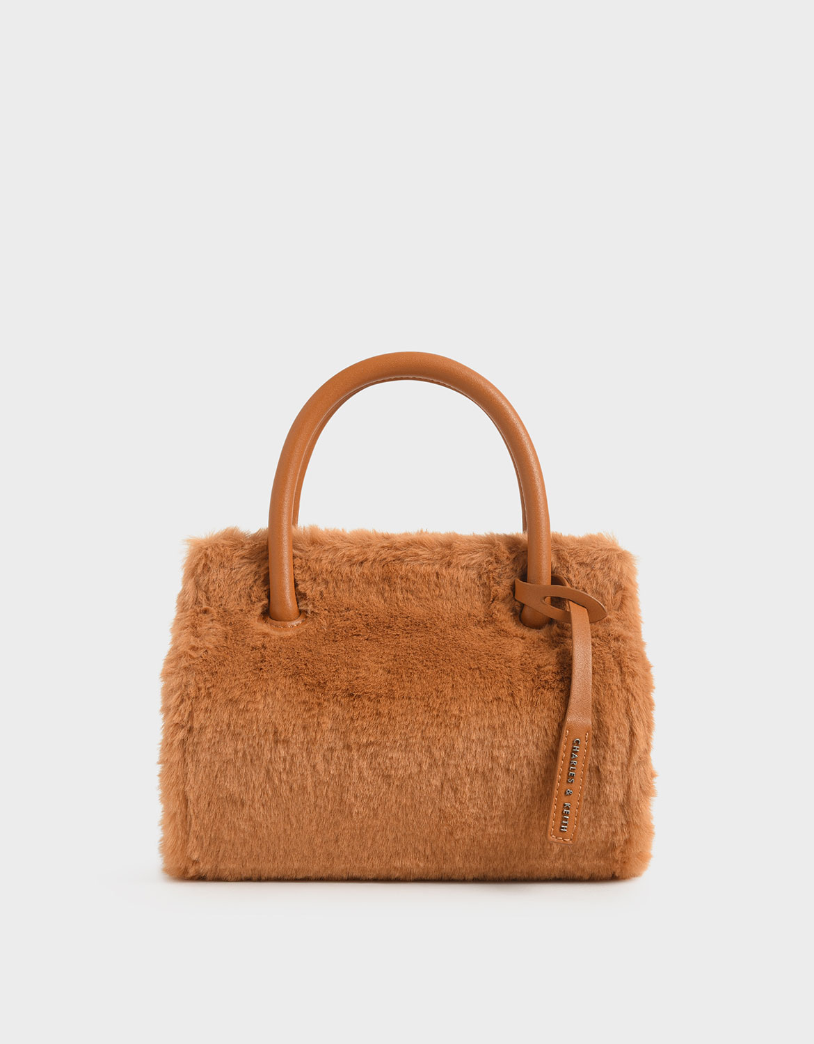 

Textured Double Top Handle Bag, Tan