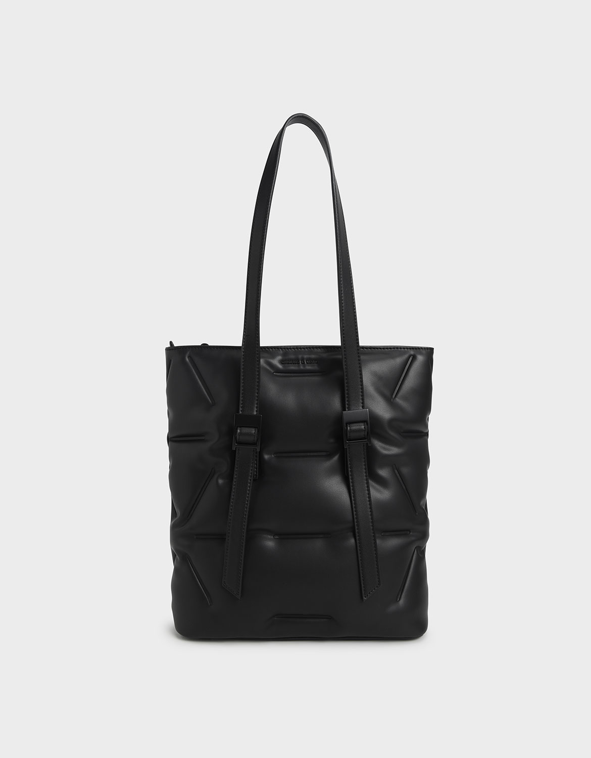 

Puffer Double Handle Tote Bag, Ultra-matte black