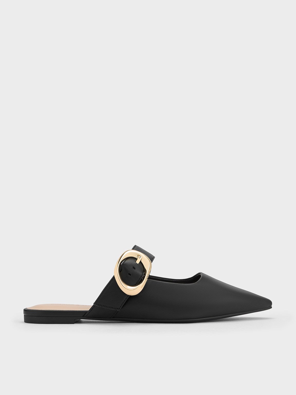 Buckle-Strap Flat Mules