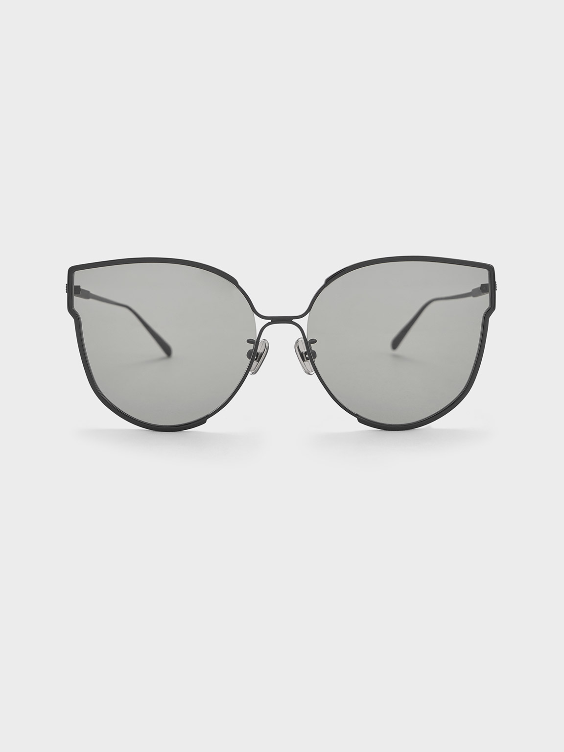 Shop Charles & Keith Thin-rim Butterfly Sunglasses In Noir