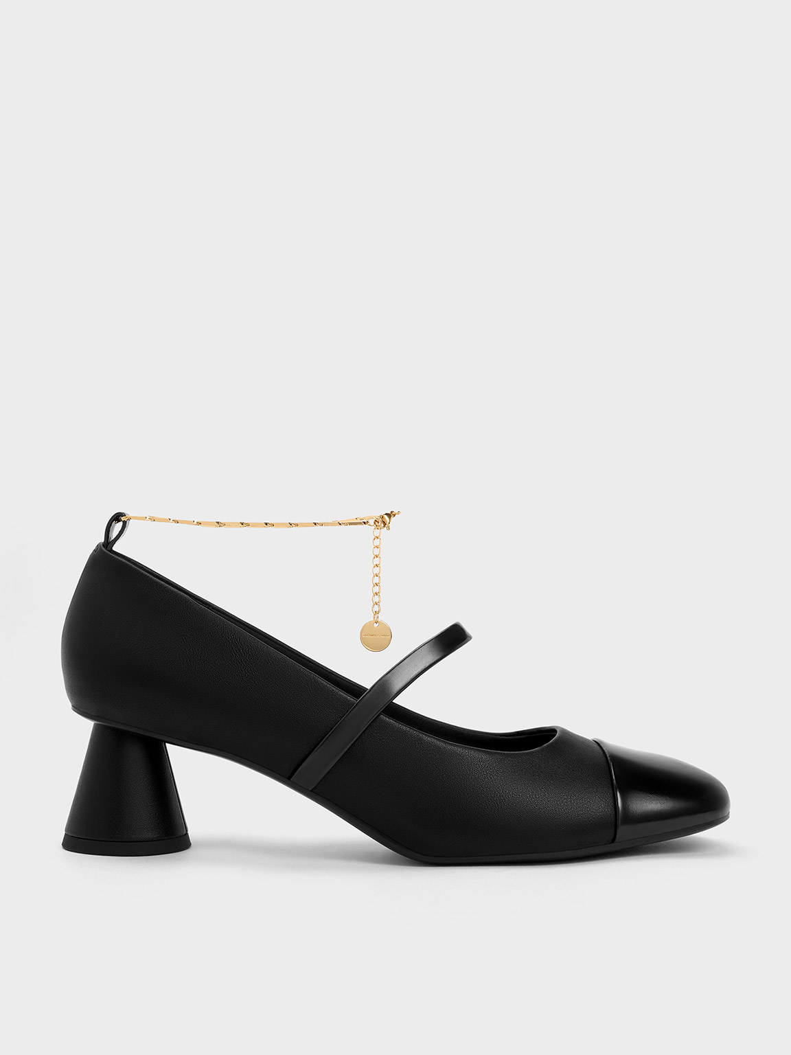 Black Delicate Chain-Link Mary Jane Pumps | CHARLES & KEITH UK