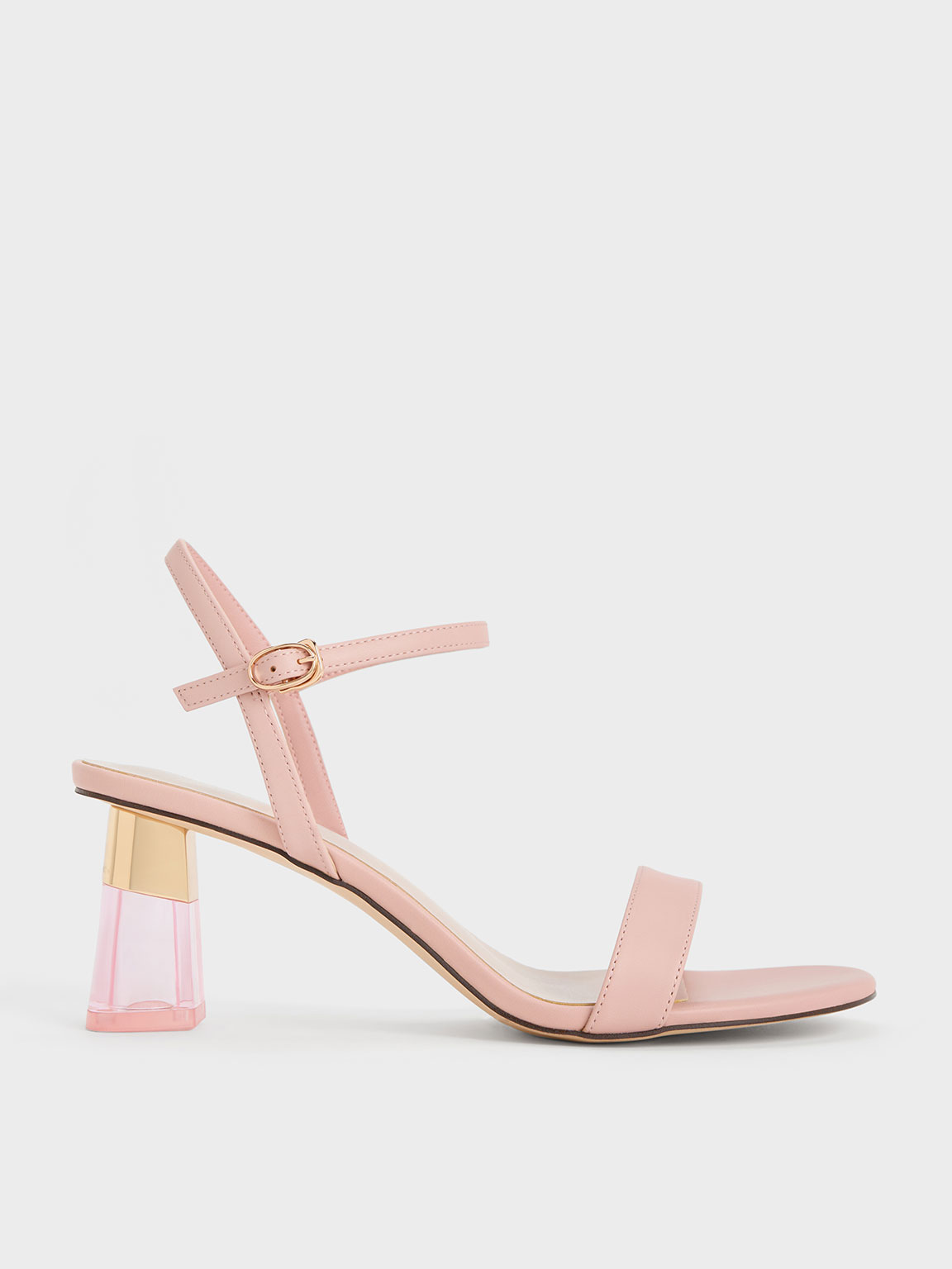Charles & Keith Clear Trapeze Heel Sandals In Blush