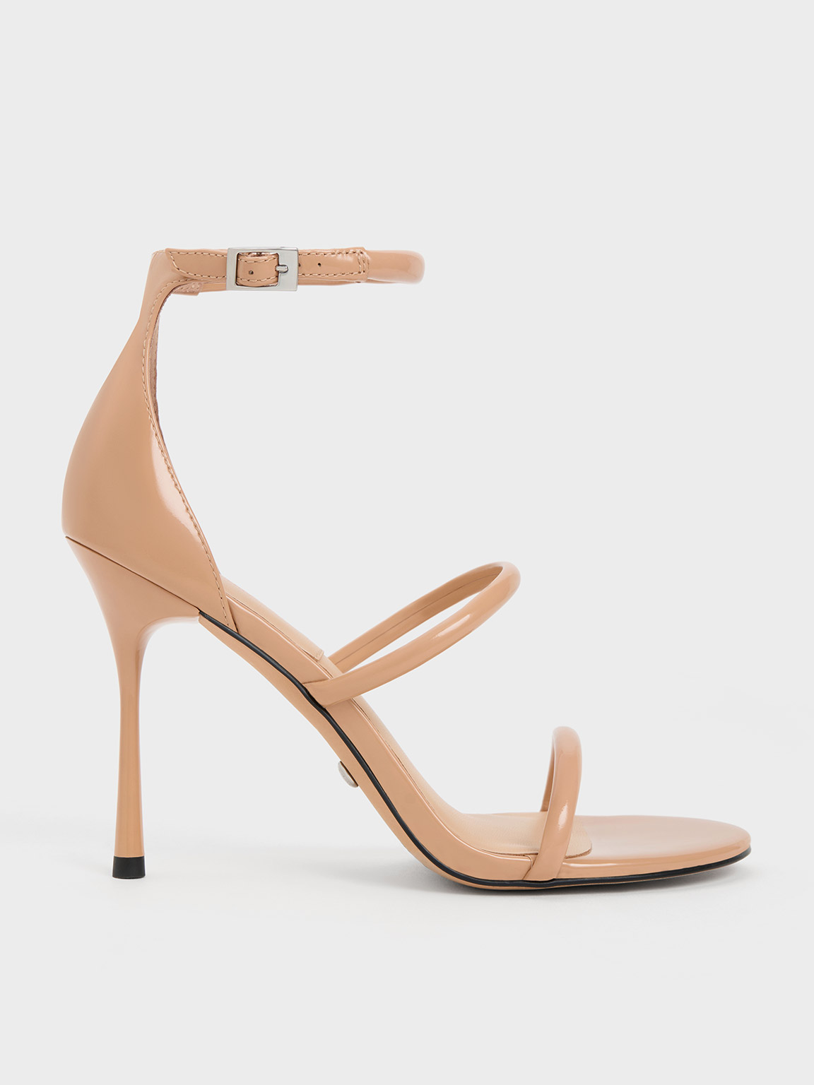 Patent Leather Triple Strap Heeled Sandals