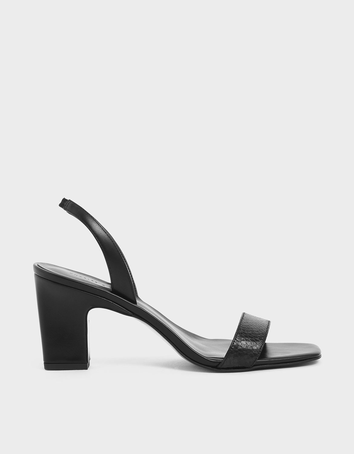 

Snake Print Chunky Heel Slingbacks, Black