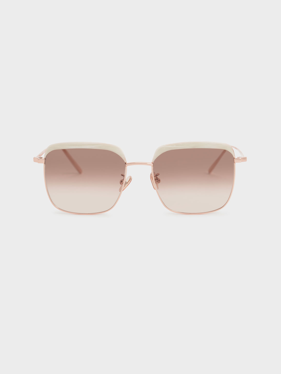 

Thin Metal Frame Square Sunglasses, Cream