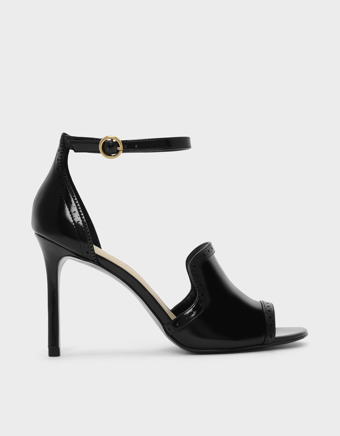 

Brogue Detail Heeled Sandals, Black