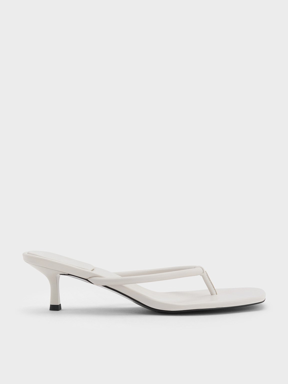 Charles & Keith - Square-Toe Kitten-Heel Thong Sandals