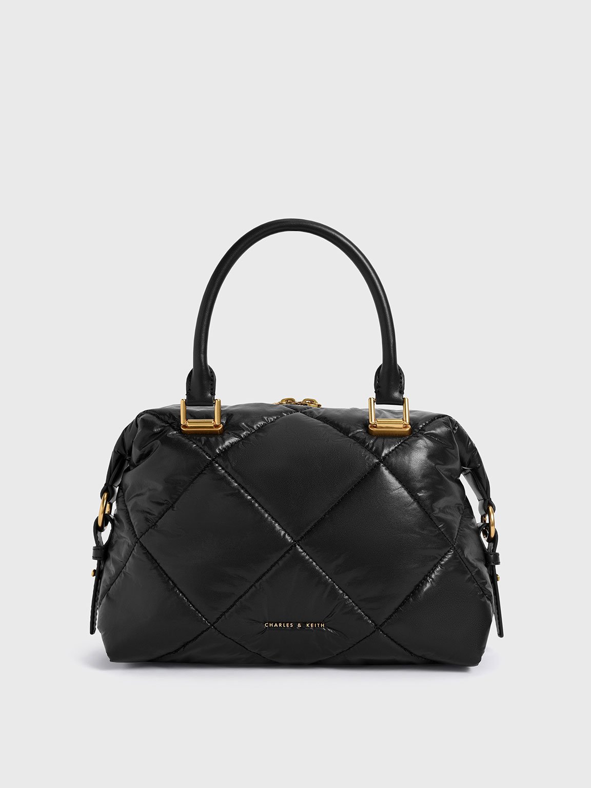 

Puffy Quilted Tote Bag, Black