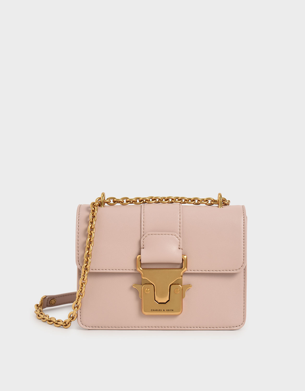

Double Handle Metallic Push-Lock Shoulder Bag, Pink