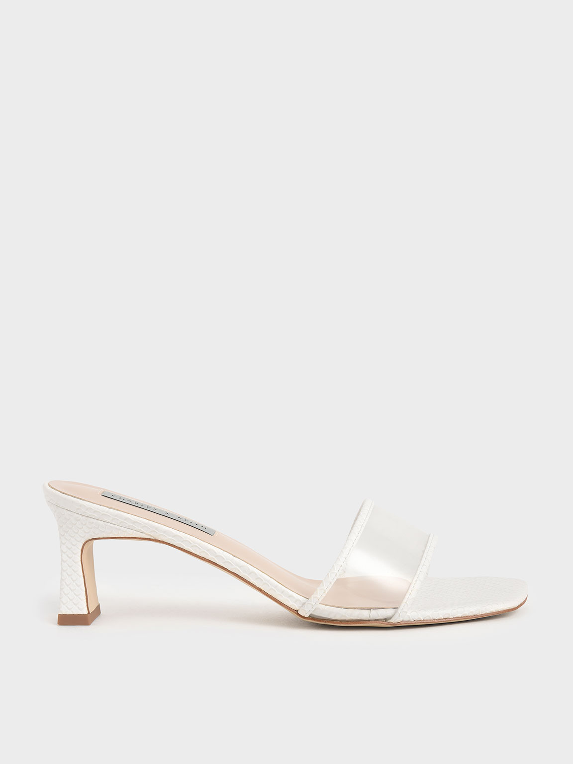 

Snake Print Clear Strap Mules, Animal print white