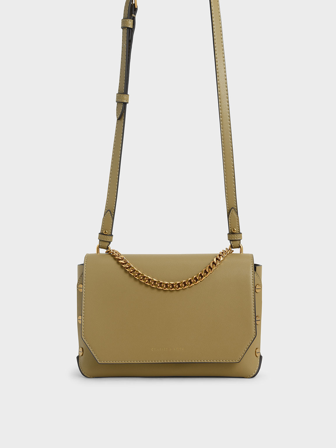 

Chain Handle Shoulder Bag, Khaki