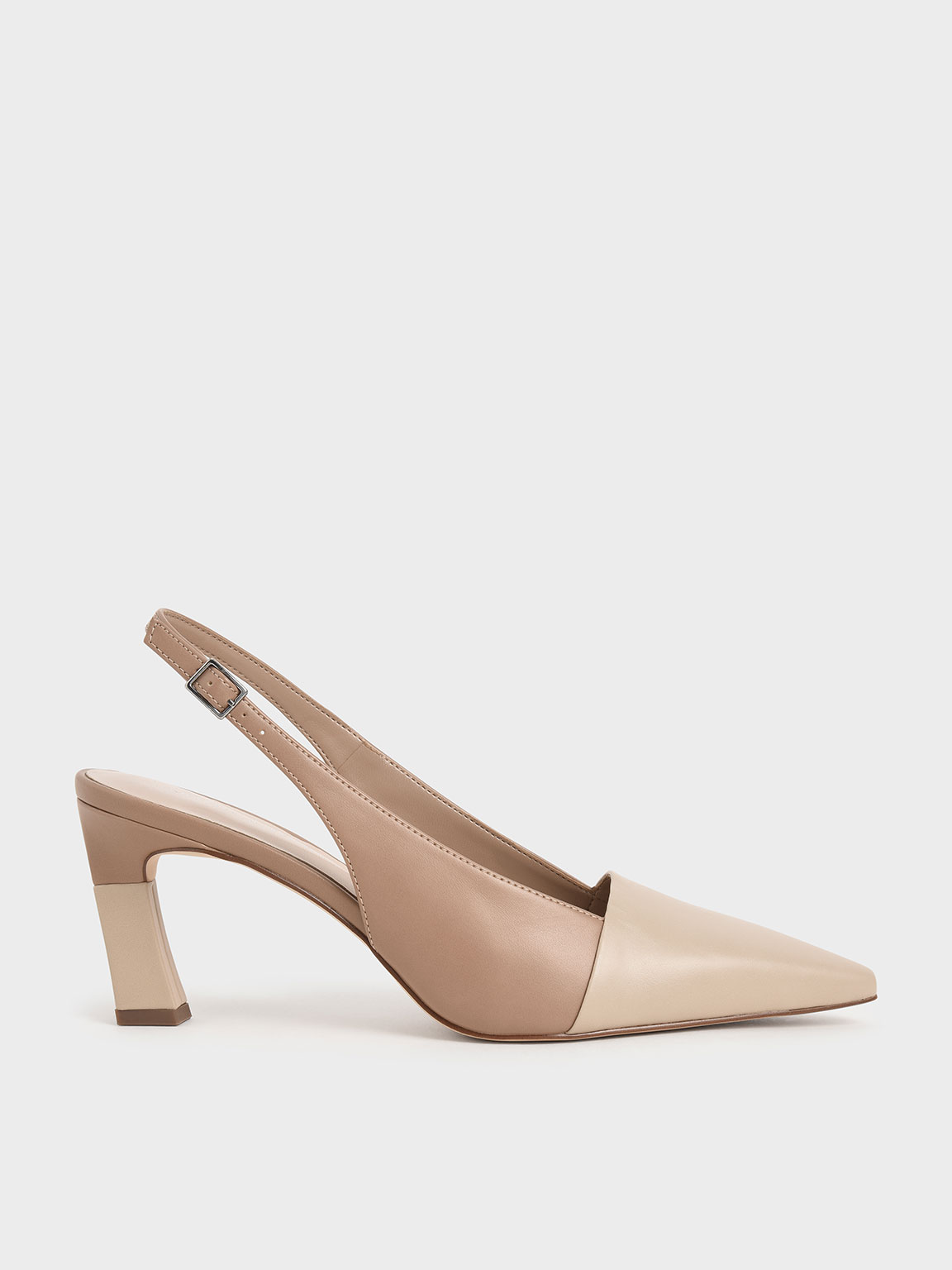 

Sculptural Heel Slingback Pumps, Camel