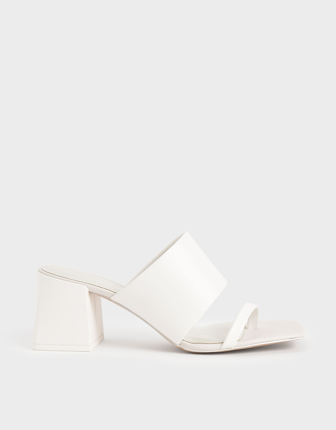 

Block Heel Mules, White