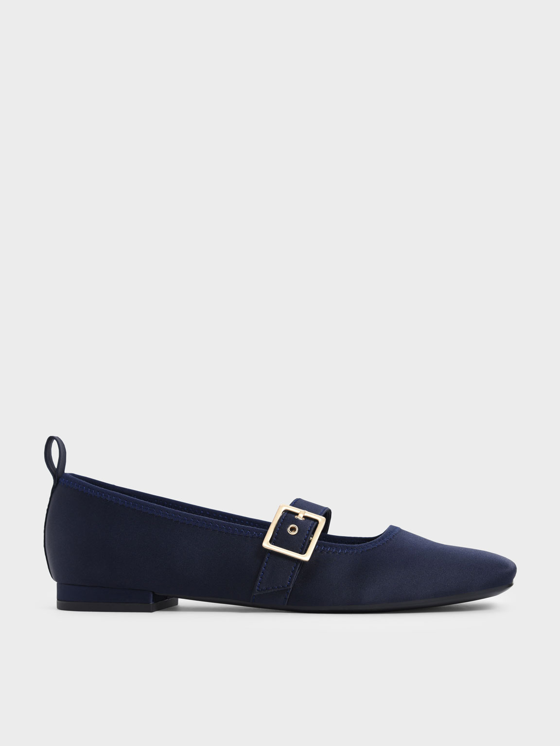 

Satin Square Toe Mary Jane Flats, Dark blue