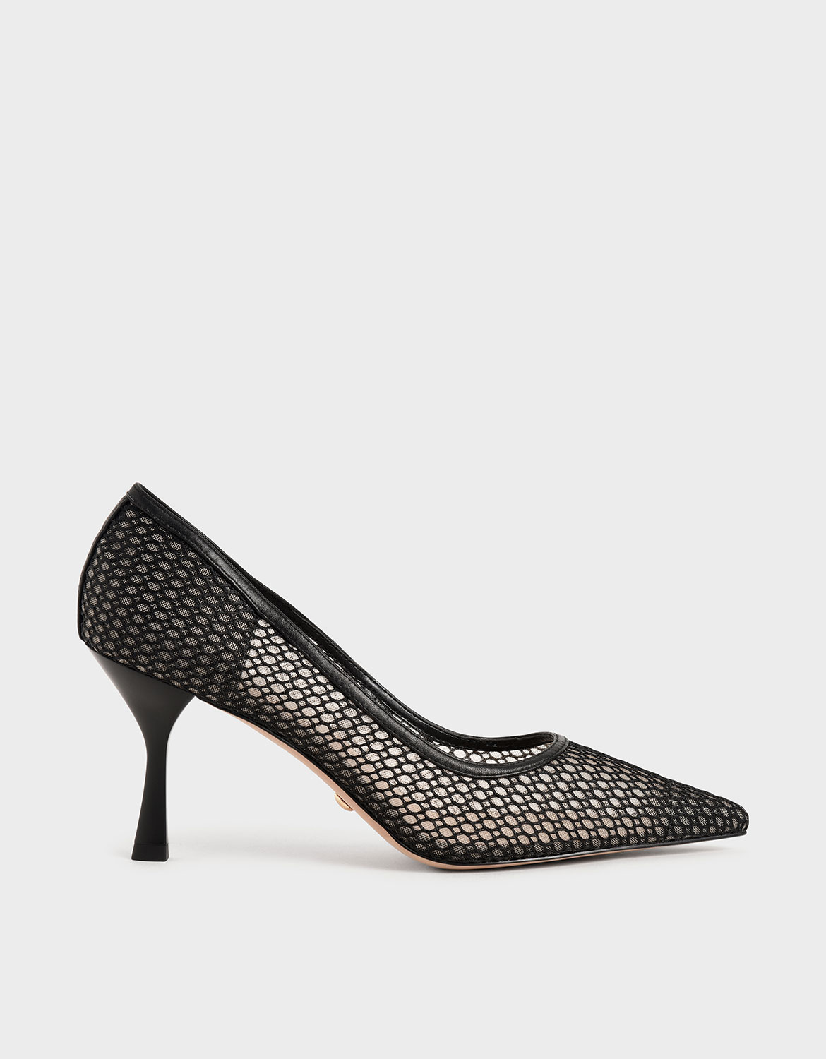

Leather Mesh Pumps, Black