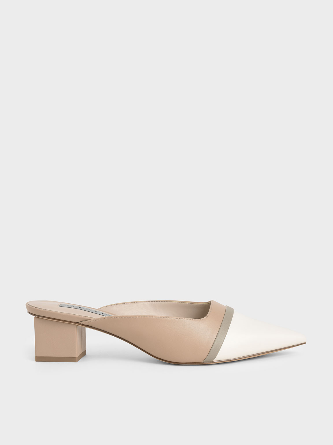 

Block Heel Mules, Nude