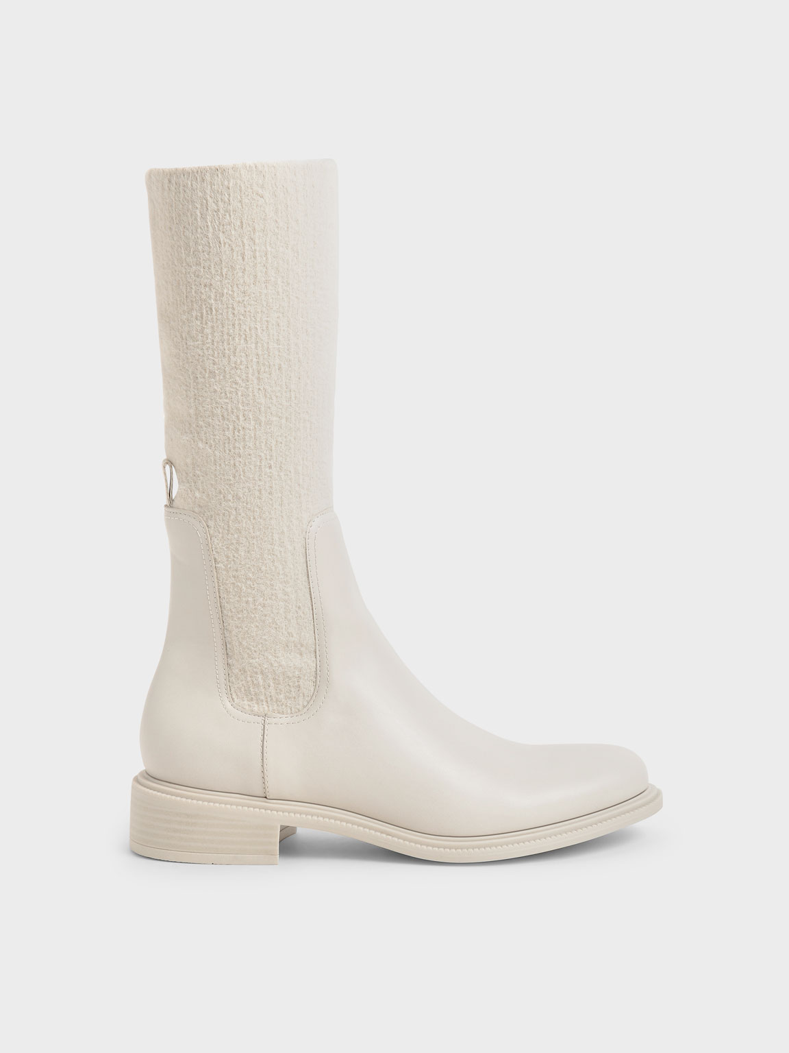 

Knee-High Knitted Sock Boots, Chalk