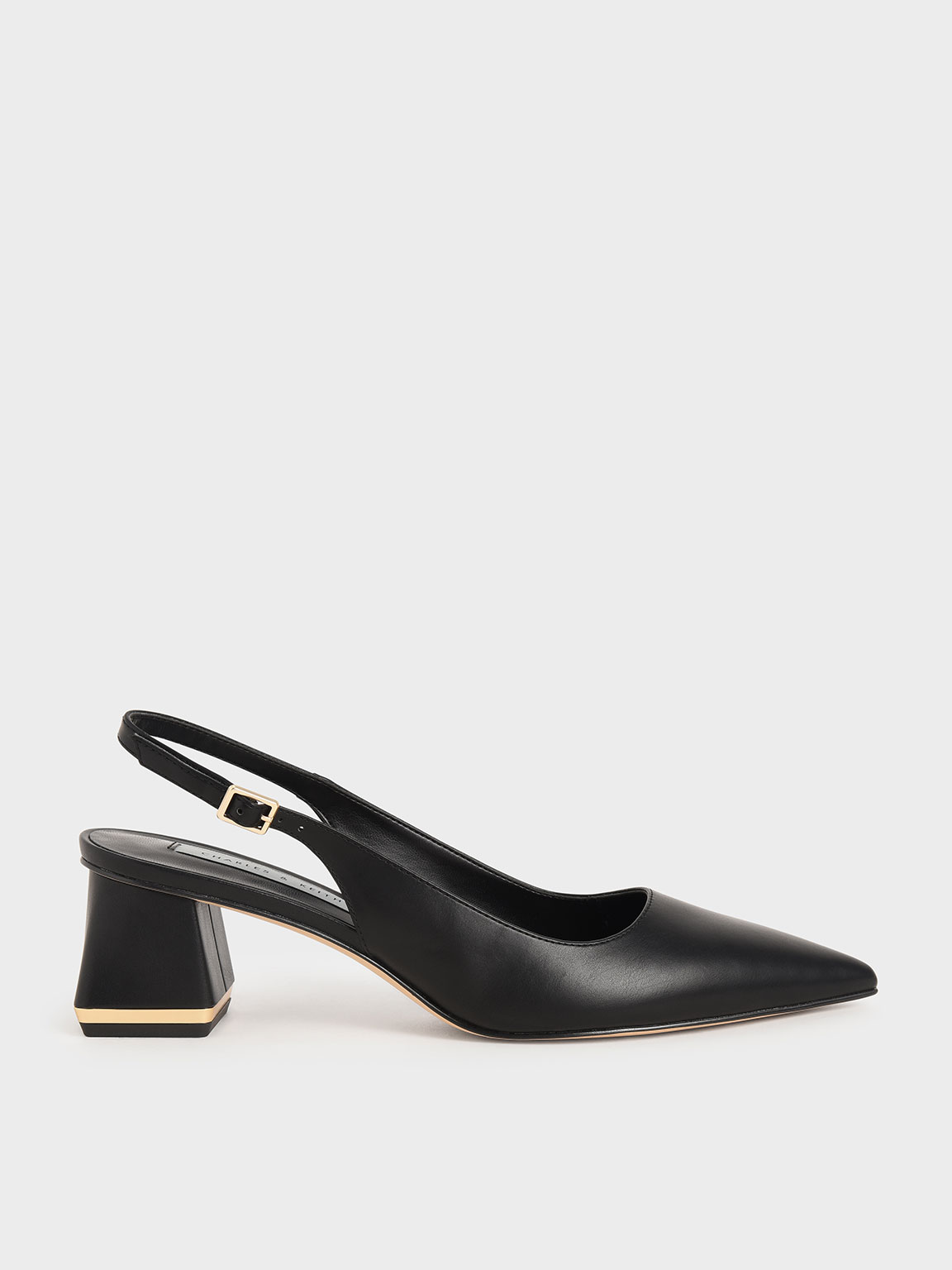

Metallic Accent Slingback Court Shoes, Black