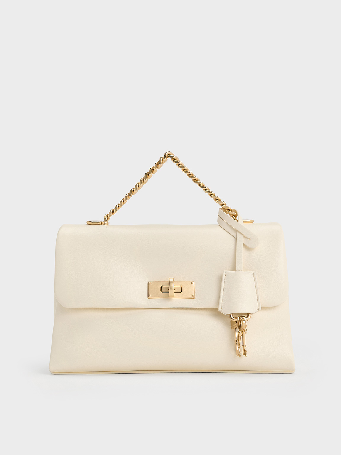 Charles & Keith - Kerry Chain-handle Crossbody Bag In Cream