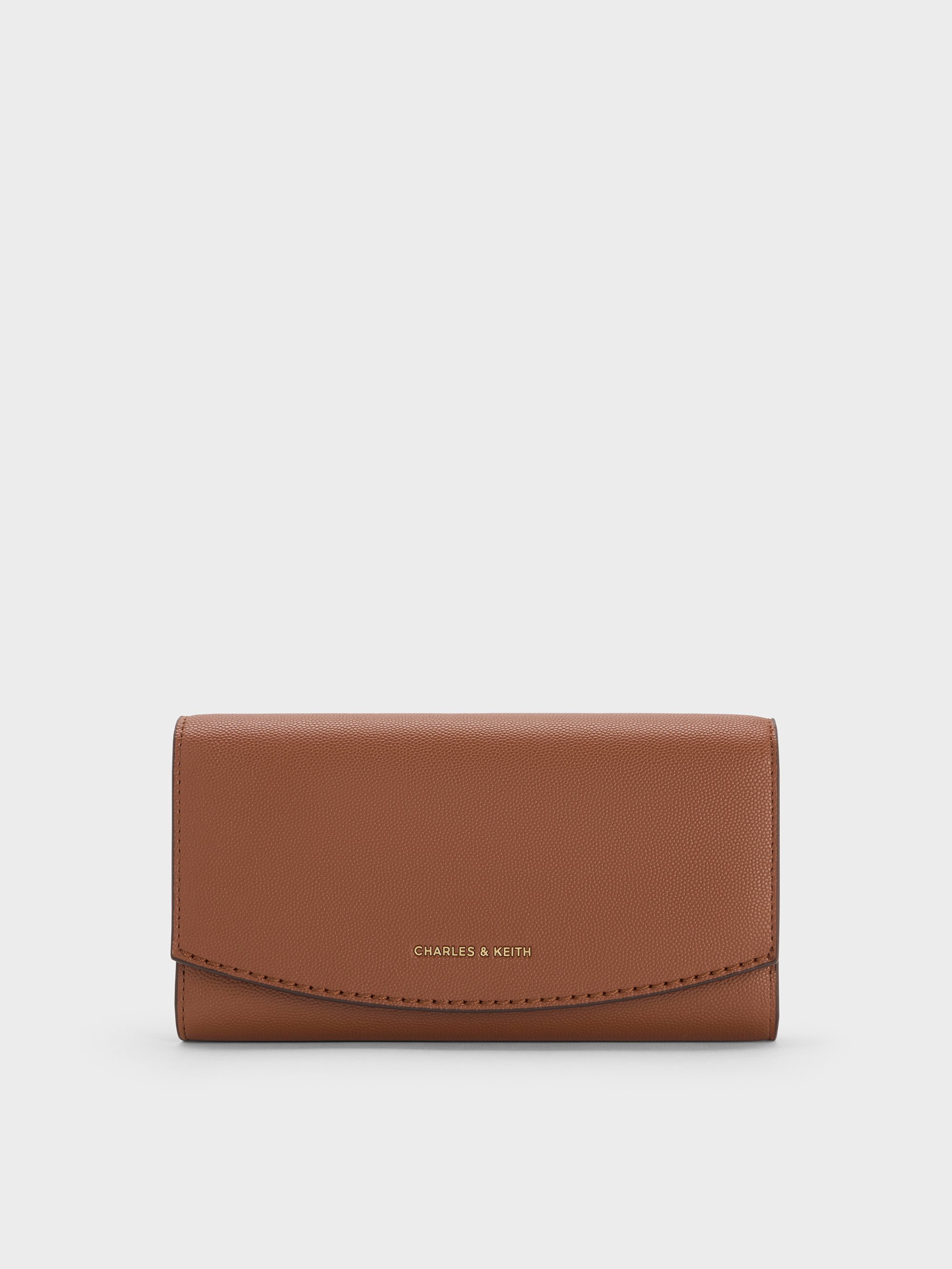 Charles & Keith - Briony Curved Flap Long Wallet In Brown