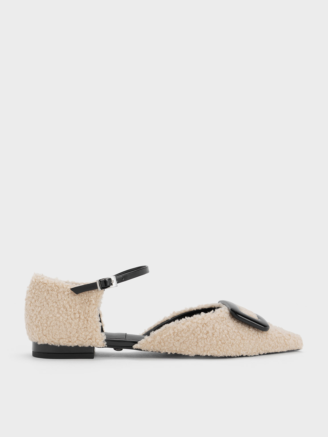 Rosalie Leather Furry D’Orsay Flats