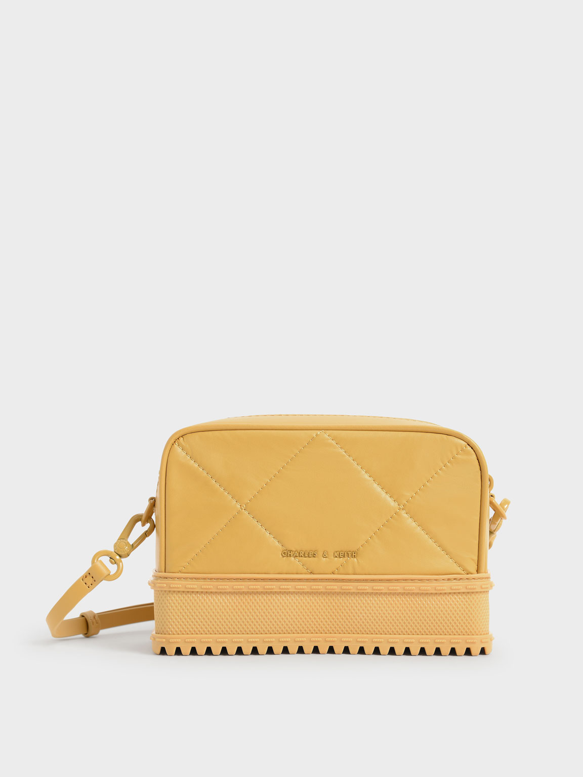 

Quilted Top-Zip Crossbody Bag, Mustard
