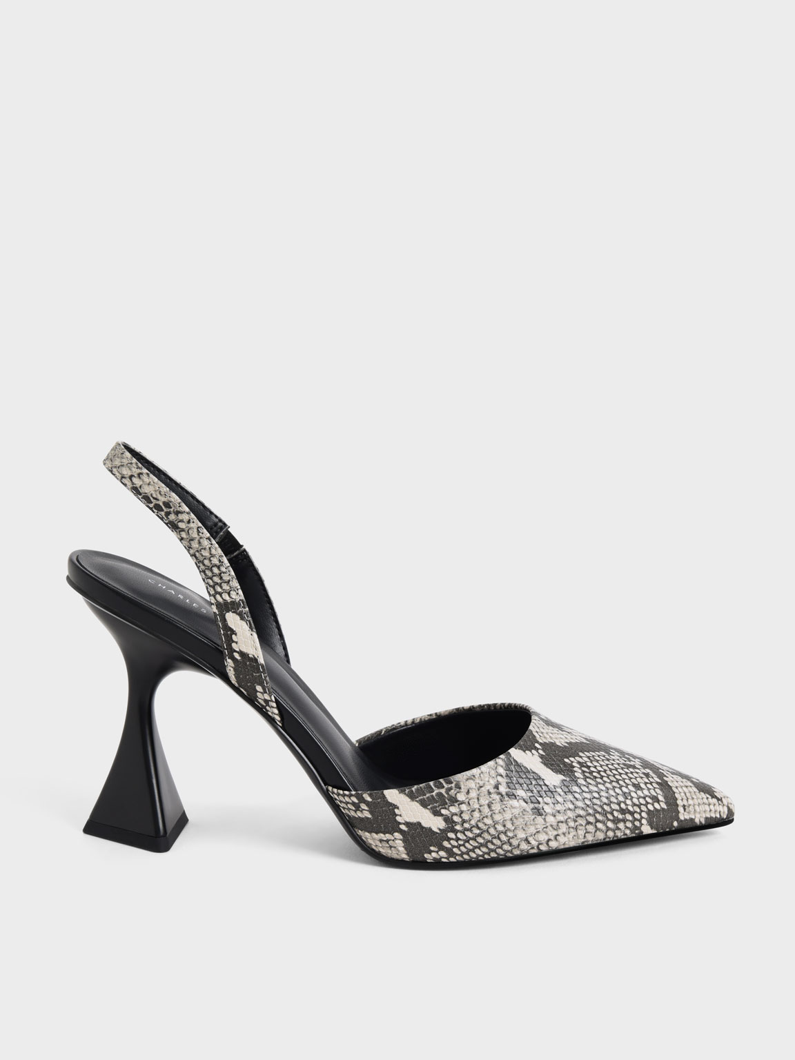 Snake-Print Slingback Pumps