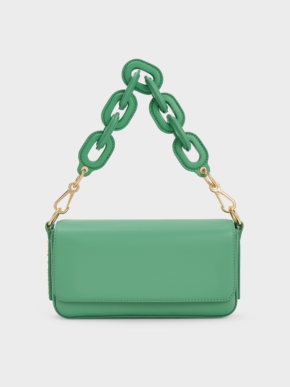 Charles & Keith Catena Front Flap Bag In Green
